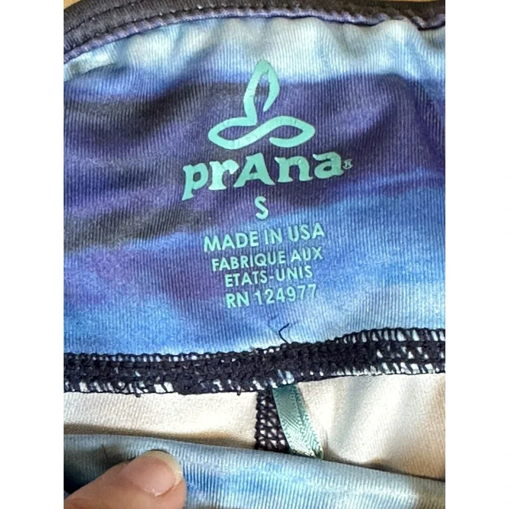 PrAna Blue Watercolor Roxanne Capri Stretch Leggings Pants Womens Small Made USA - Picture 7 of 8